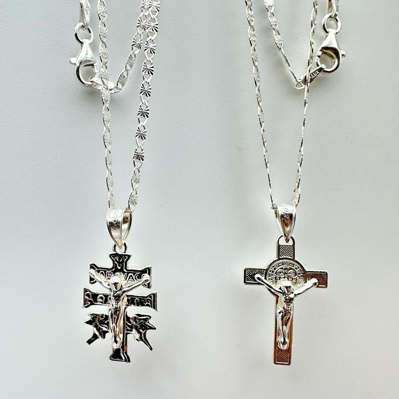 Sterling Silver 925 Cross Necklace for Women - Tiny Cross Pendant - Small Christian Necklace - Gift Ideas for Baptism Graduation Confirmation Kurapika Chains Infinity