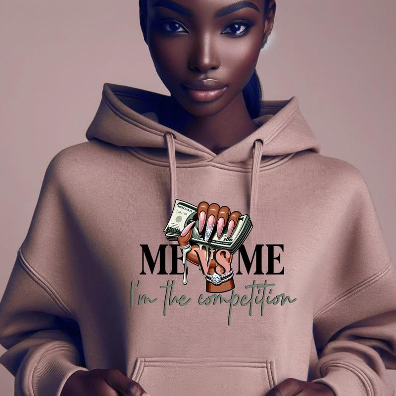 Me Vs Me Woman’S Hoodie W\ Pink Rhinestone Hoodie Strings