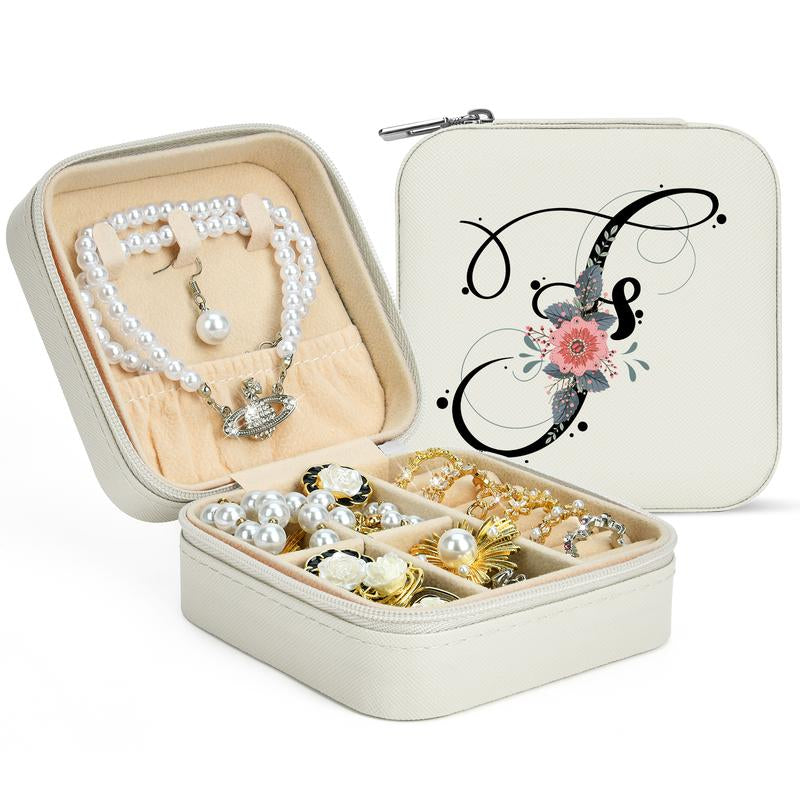 LOKASS Personalized Initial Travel Jewelry Case Bridesmaid Gifts Small Jewelry Box Organizer, Birthday Gift for Mom/Friends/Sister Lettera~Z