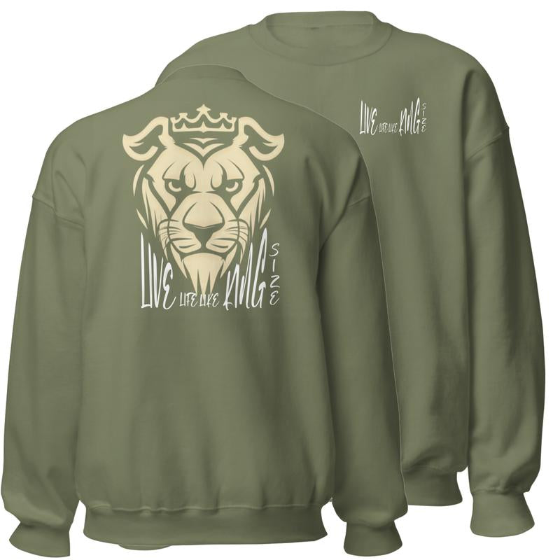 Live Life like King Size Tiger'S Face on Back Sweatshirt