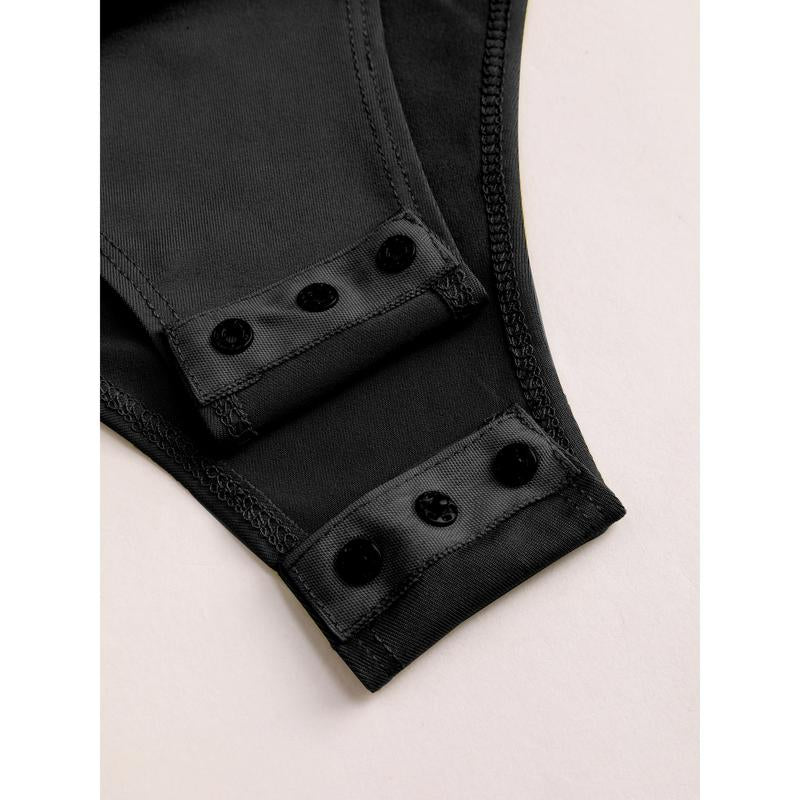 Cider [3 Colors, Size 2-26] round Neckline Solid Ruched Bodysuit