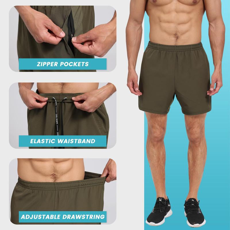SHOWITTY 2 Pack ‌Plus Size Men'S Gym Workout Shorts with Zipper Pockets- ‌ 5' Quick Dry Summer Athletic Running Casual Basketball Wear