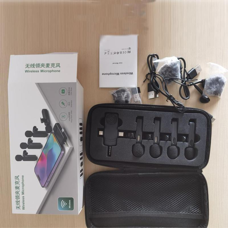 1-To-4 Portable Wireless Microphone Set, Rechargeable Wireless Mic for Content Creators, Professional Wireless Microphone Set for Live Streaming & Podcasting
