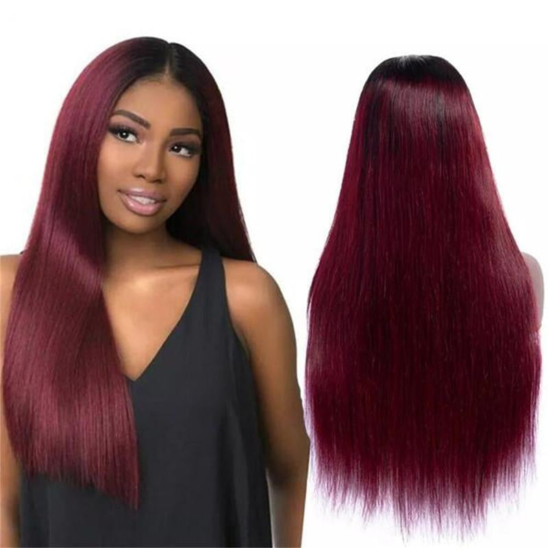 【Clearance Price】Megalook 4X4 Lace 1B99J Straight 180% Density 24/26 Inch Human Wigs