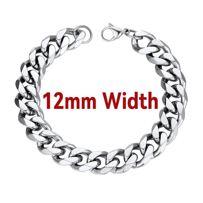 Findchic Cuban Link Chain Bracelets Stainless Steel Chain Hip Hop Bracelets Unisex Chunky Bracelets Jewelry for Women Men Girlfriend Boyfriend