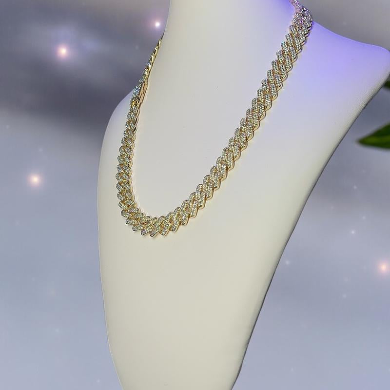 14K Gold Plated Necklace with Prong Set CZ Stones