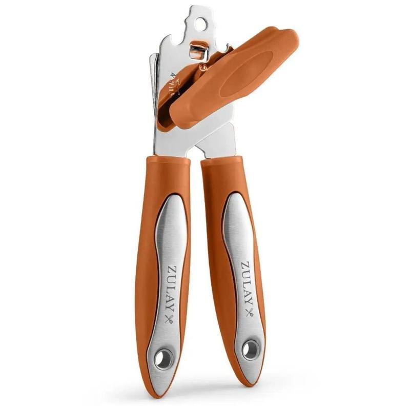 Zulay Kitchen Handheld Can Opener - Durable Manual Opener with Smooth Edge Stainless Steel Blades, Comfortable Grip, and Large Turn Knob Cover