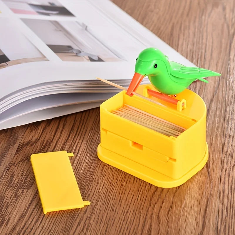 1Pc Cute Bird-Shaped Toothpick Dispenser - Durable PP Plastic Easy Press-To-Open for Home Room Party Storage Fun Gift Idea
