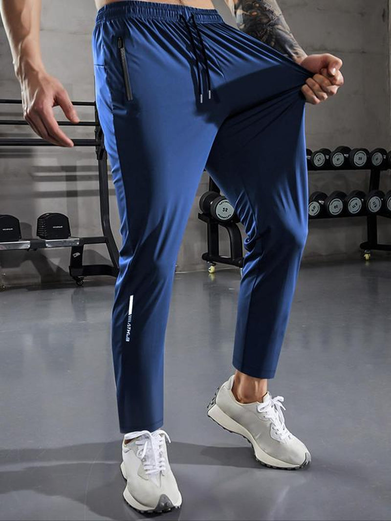 Letter & Striped Embroidery Drawstring Waist Pants for Men, Regular Fit Casual Comfy Pocket Trousers for Summer, Men'S Bottoms for Daily Wear, Summer Outfits 2024 for Work