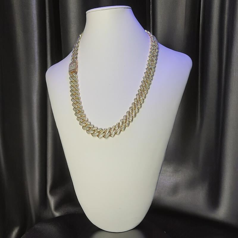 14K Gold Plated Necklace with Prong Set CZ Stones