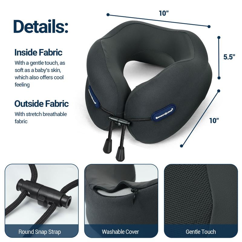 SEASON GUARD Travel Neck Pillow, Head Support Neck Pillow for Traveling, Comfortable Memory Foam Travel Nap Pillow for Flight Headrest Sleep