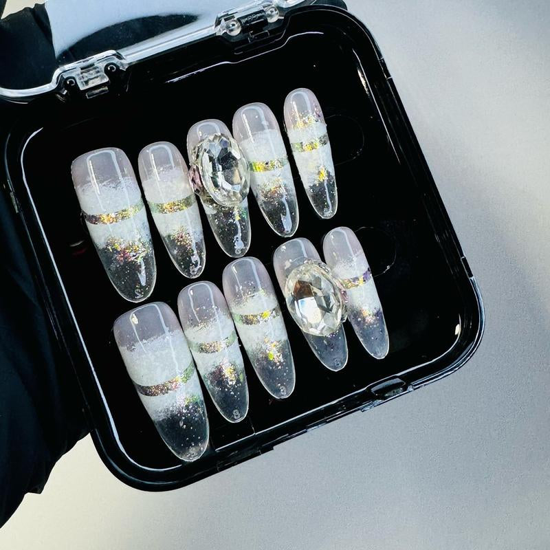 Almond Shaped Rhinestone Press on Nails for Nail Art - Nail Care