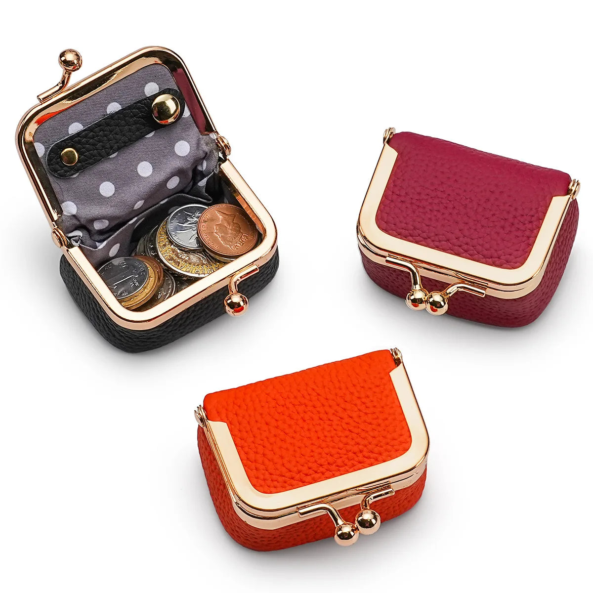 New Genuine Leather Small-Sized Gold Bag, Diamond Ring, Jewelry Bag, Mini Ring, Necklace, Earrings, Accessory Box, Coin Purse