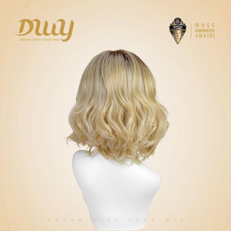 Eliana C-DWY Mono Lace Front Free Part Short Blonde Curly Glueless Synthetic Wig for Women 10 Inches