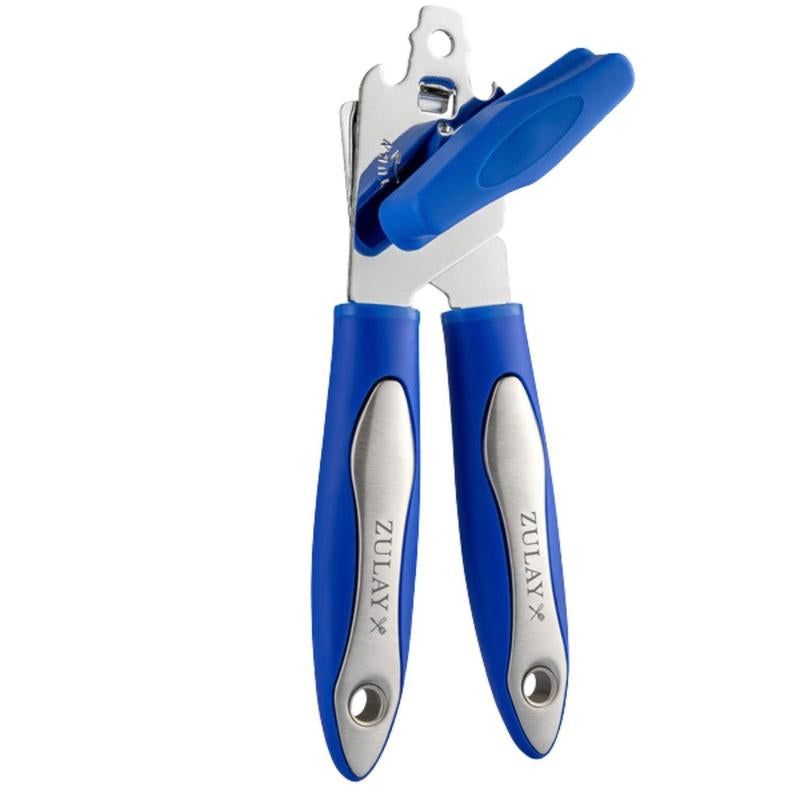 Zulay Kitchen Handheld Can Opener - Durable Manual Opener with Smooth Edge Stainless Steel Blades, Comfortable Grip, and Large Turn Knob Cover