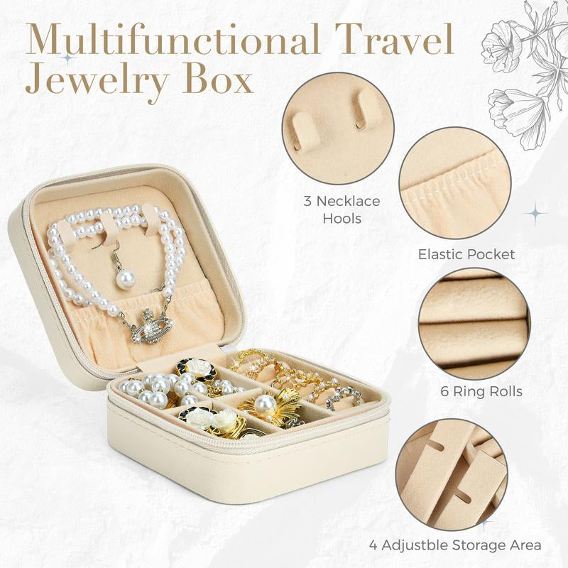 LOKASS Personalized Initial Travel Jewelry Case Bridesmaid Gifts Small Jewelry Box Organizer, Birthday Gift for Mom/Friends/Sister Lettera~Z