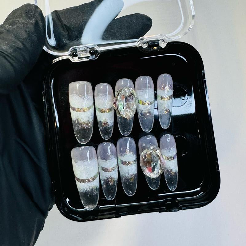 Almond Shaped Rhinestone Press on Nails for Nail Art - Nail Care