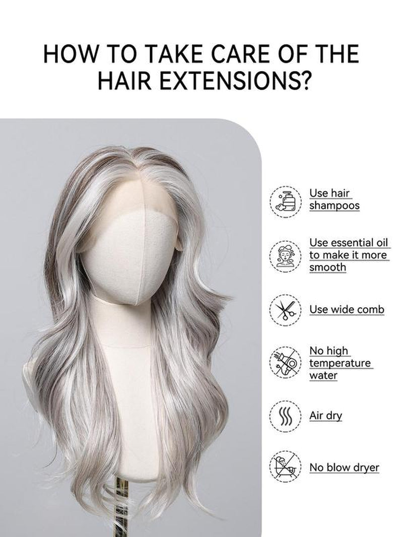 Dwy 22 Inch Long Curly Chunky Highlight Wigs for Women, Gorgeous Fluffy Wigs without Bangs, Synthetic Lace Front Wigs for Party, Daily Use, Hairstyle Ideas