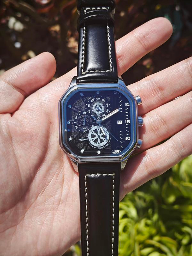 New Fashion Luminous Quartz Watch Royal Design Waterproof Leather Band Wristwatch for Men Analog Reloj