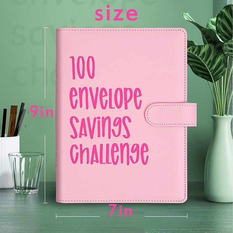 100 Envelope Challenge Binder, Savings Challenges Sheets ，Budget Binder with Cash Envelopes，Fun Way to save $5,050,Budget Binder Planner Book，A5 Money Saver Envelope Challenge Binder