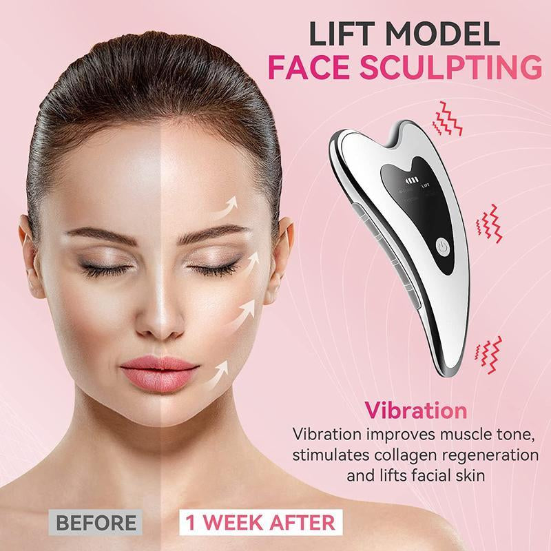 【Mosnami】Electric Gua Sha Face & Neck Tools, Face S-Culpting Tool/Lift Device with Heated & Vibration Massager,Usb Rechargeable, Comfort Facial Device