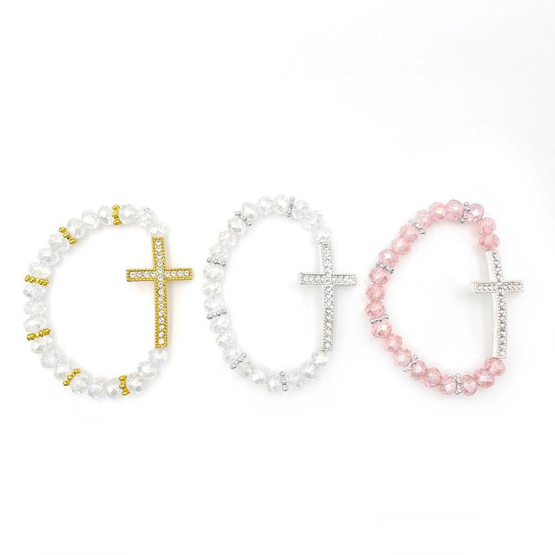 Crystal Cross Bracelet Stretch Bracelet