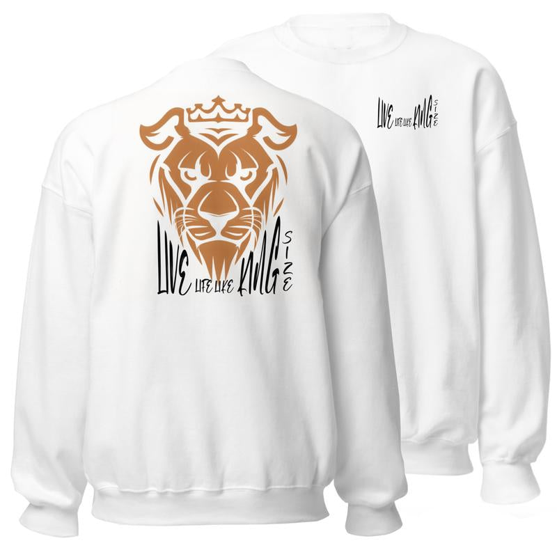 Live Life like King Size Tiger'S Face on Back Sweatshirt