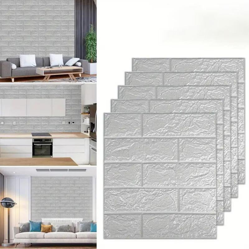 3D Self-Adhesive Foam Tile Wall Sticker, 50Pcs/100Pcs Waterproof Adhesive Decorative Panel, Interior Easy to Stick for Indoor Wall Decoration