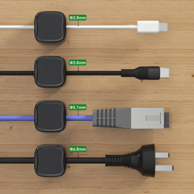 6PCS Magnetic Wire Organizer Desktop Cable Clip Protector Cord Magnet Cable Winder Row Plug Mouse USB Charging Line Holder Hook