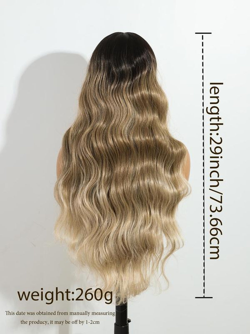 29 Inch Long Curly Wave Synthetic Lace Front Wig, Middle Part Wig Lace Frontal Wig, Fashion All-Match Wave Wigs for Women for Party & Daily Used