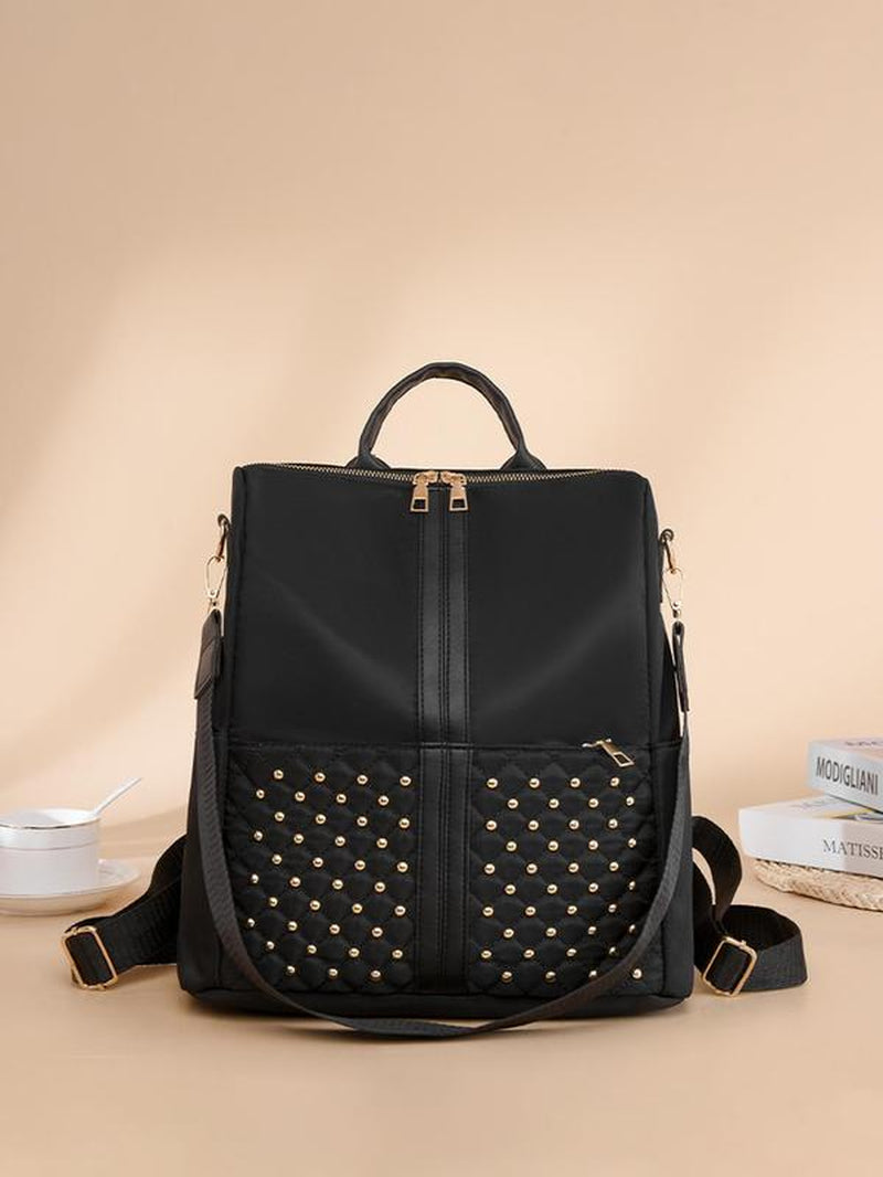 Simple Plain Quilted Nylon Backpack for Summer, Diaper Bag Backpack, Multi-Functional Zipper Waterproof Backpack for School, Durable Strap Travel Stylish Casual Daypack, Stylish Daypacks, Casual Travel Backpack