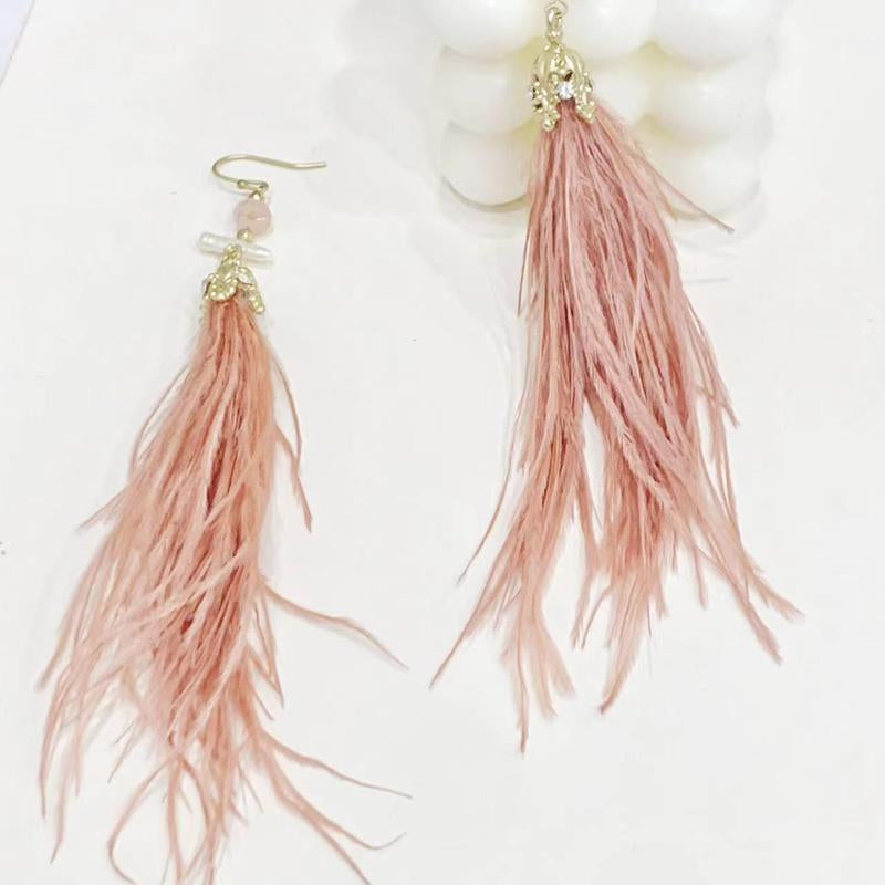 Yahzee Feather Tassel Earrings, New Summer Syahzee Jewelry for Women and Girls, Vintage Versatile Accessories for Dating, Parties, and Daily Wear, Perfect Gift for Her
