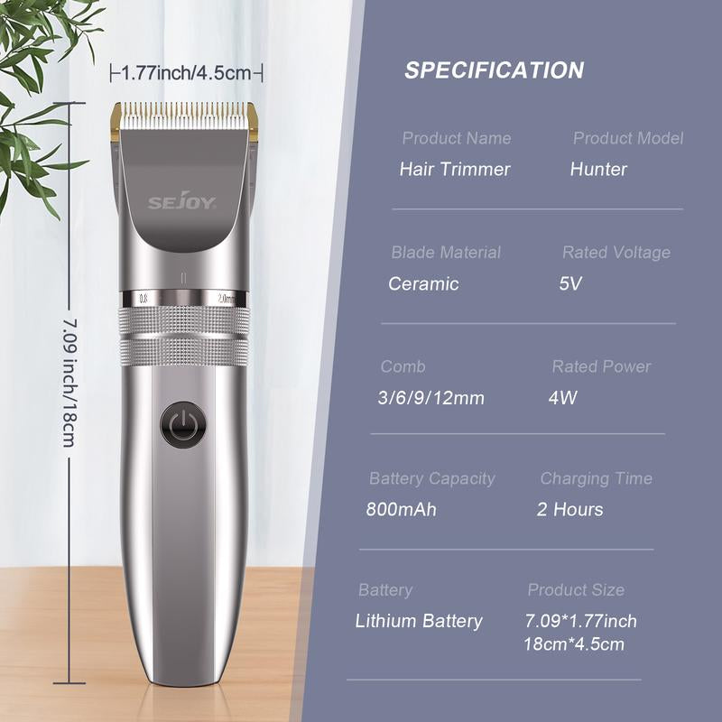 Sejoy Hunter Electric Hair Clipper for Men, Cordless Barber Grooming Set Professional Hair Cutting Kit,Rechargeable Home Haircut Trimmers Barber Set Cutting Clippers Professional Hair Clipper Clippers Men