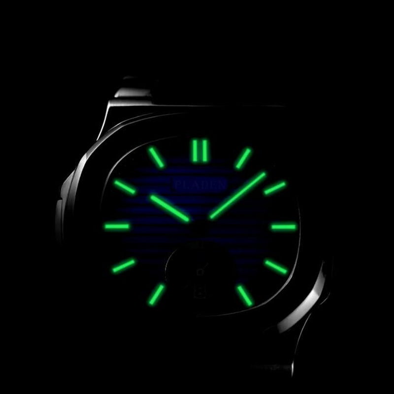 Mens Stainless Steel Watch with Moon Phase, Quartz Movement