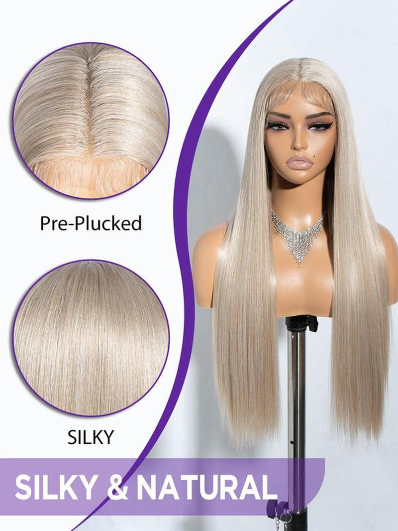 31 Inch Long Straight Wigs for Women, Fashion Gorgeous Fluffy Heat Resistant Wigs without Bangs, Synthetic Lace Front Wigs for Party, Daily Use