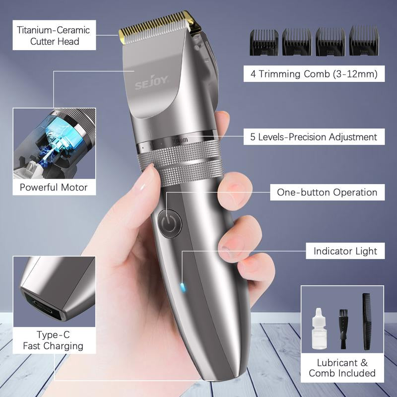 Sejoy Hunter Electric Hair Clipper for Men, Cordless Barber Grooming Set Professional Hair Cutting Kit,Rechargeable Home Haircut Trimmers Barber Set Cutting Clippers Professional Hair Clipper Clippers Men
