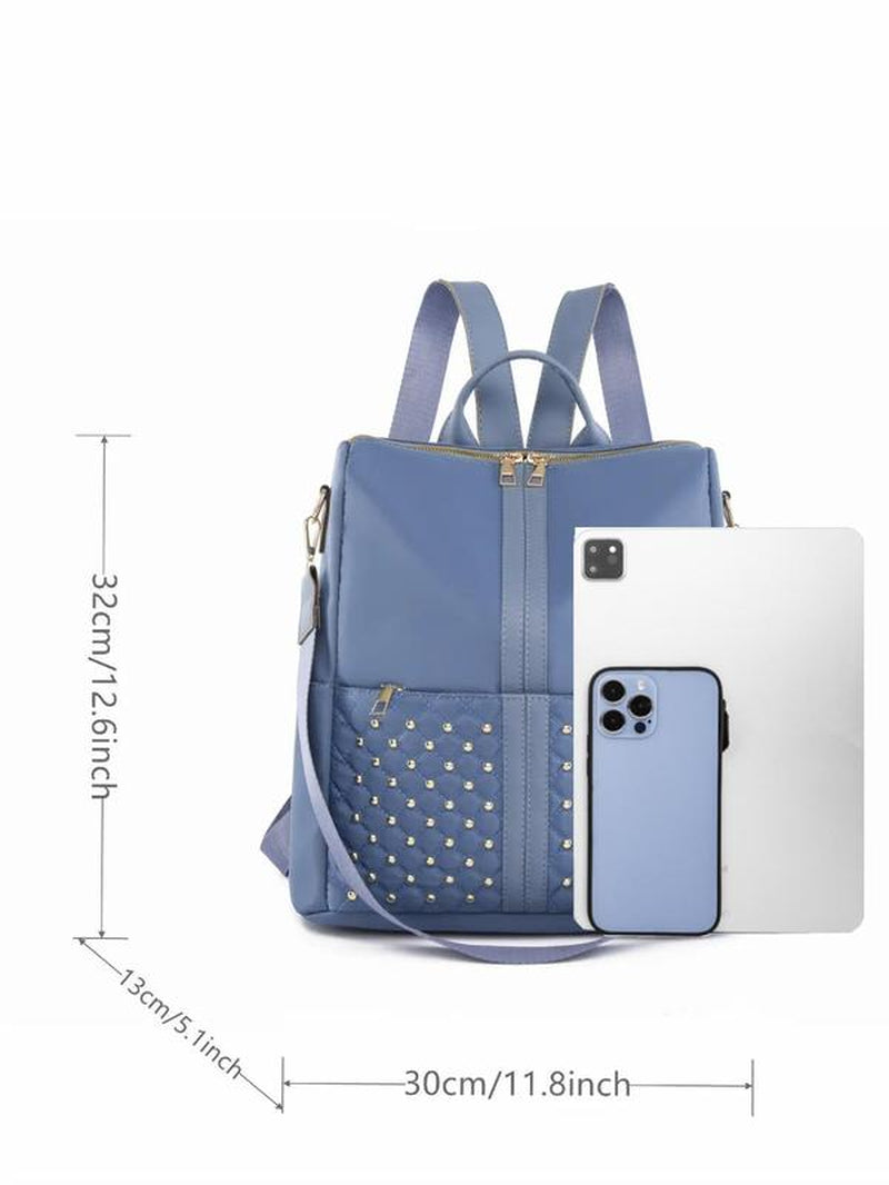Simple Plain Quilted Nylon Backpack for Summer, Diaper Bag Backpack, Multi-Functional Zipper Waterproof Backpack for School, Durable Strap Travel Stylish Casual Daypack, Stylish Daypacks, Casual Travel Backpack