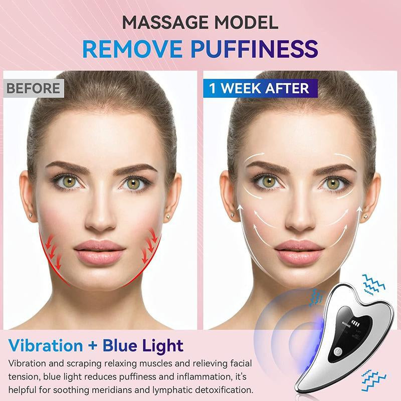 【Mosnami】Electric Gua Sha Face & Neck Tools, Face S-Culpting Tool/Lift Device with Heated & Vibration Massager,Usb Rechargeable, Comfort Facial Device