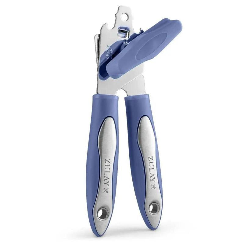 Zulay Kitchen Handheld Can Opener - Durable Manual Opener with Smooth Edge Stainless Steel Blades, Comfortable Grip, and Large Turn Knob Cover