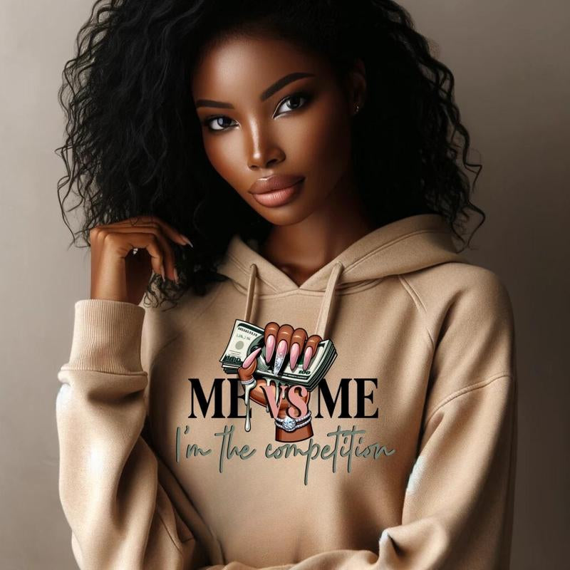 Me Vs Me Woman’S Hoodie W\ Pink Rhinestone Hoodie Strings