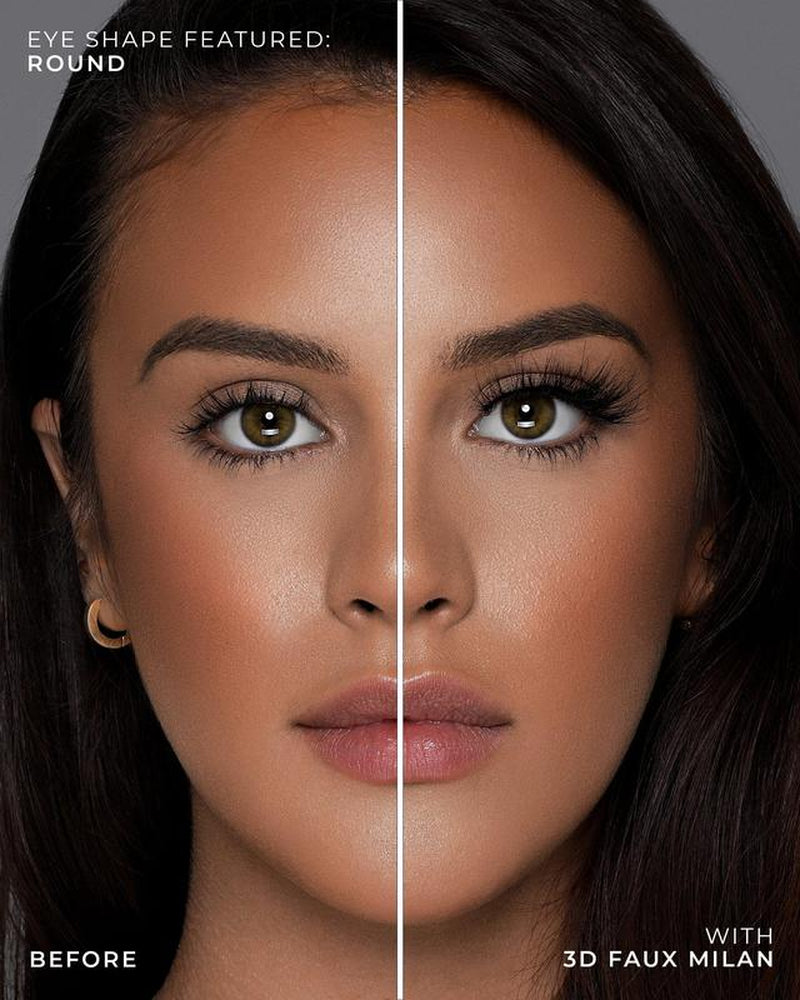 Milan Lash in 3D Faux Mink Semi-Bold Volume + Long Length Eyelashes Makeup