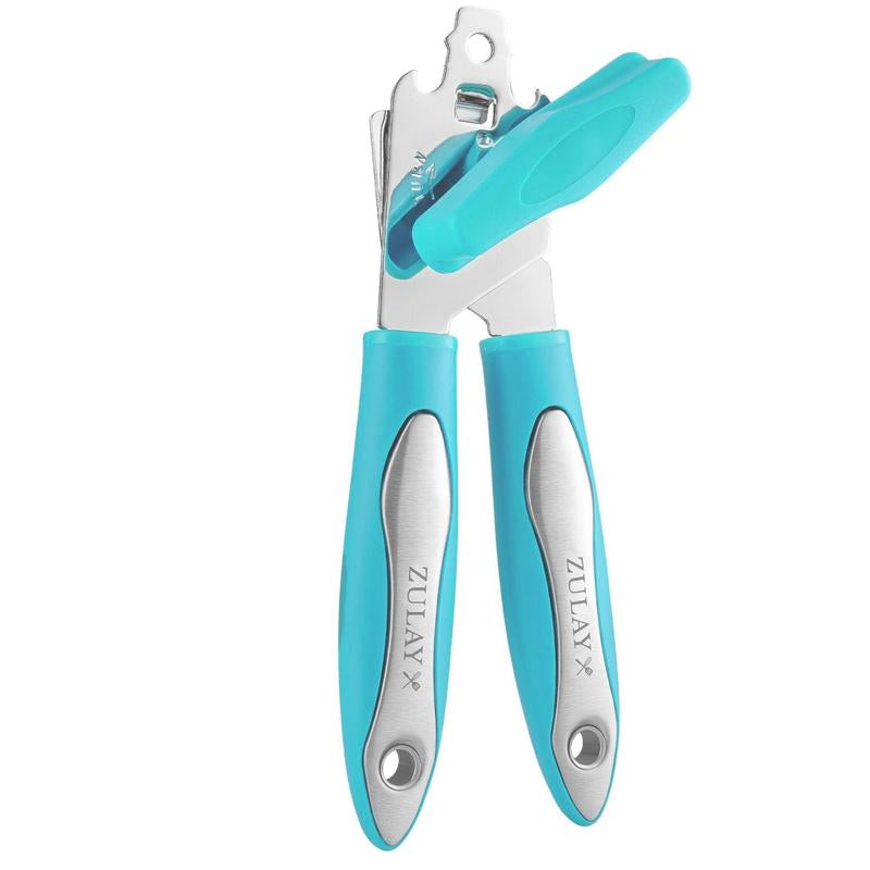 Zulay Kitchen Handheld Can Opener - Durable Manual Opener with Smooth Edge Stainless Steel Blades, Comfortable Grip, and Large Turn Knob Cover