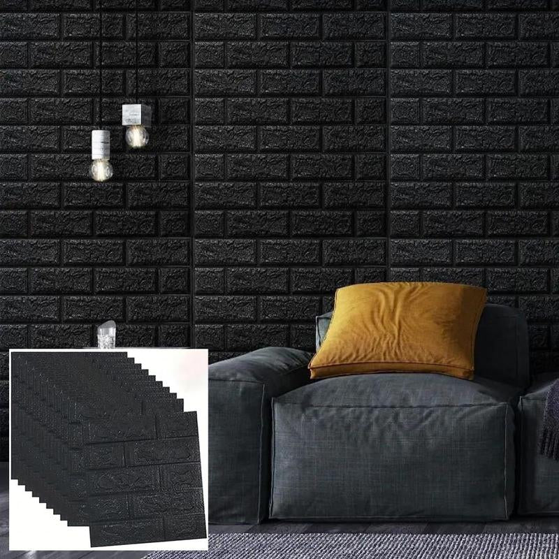 3D Self-Adhesive Foam Tile Wall Sticker, 50Pcs/100Pcs Waterproof Adhesive Decorative Panel, Interior Easy to Stick for Indoor Wall Decoration
