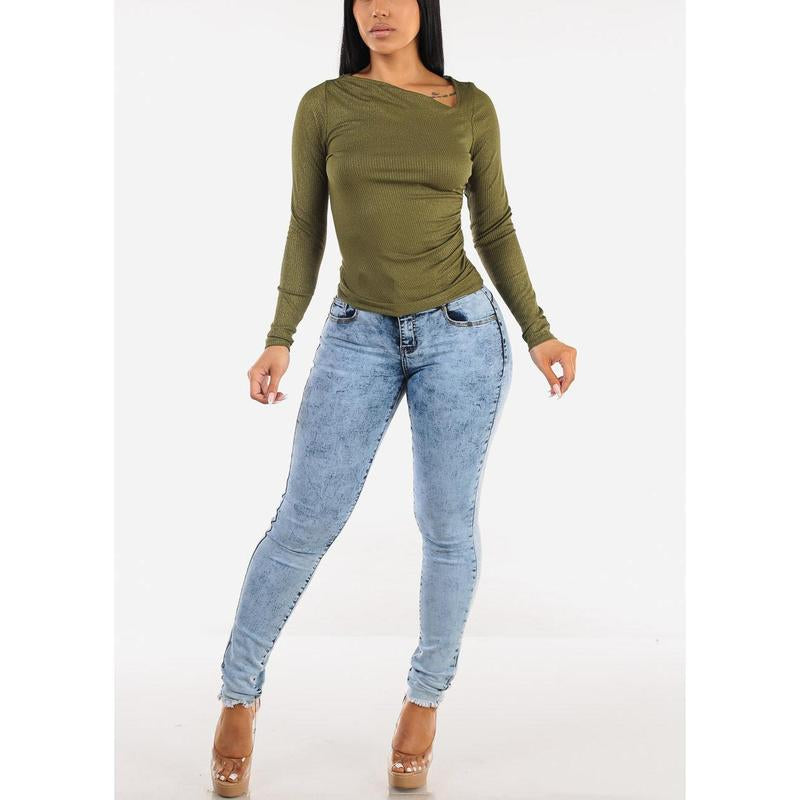 MX JEANS Butt Lift High Waist Acid Wash Skinny Jeans