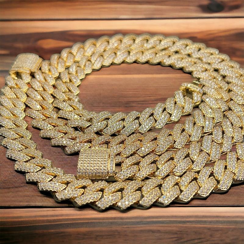 14K Gold Plated Necklace with Prong Set CZ Stones