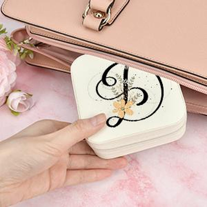 LOKASS Personalized Initial Travel Jewelry Case Bridesmaid Gifts Small Jewelry Box Organizer, Birthday Gift for Mom/Friends/Sister Lettera~Z