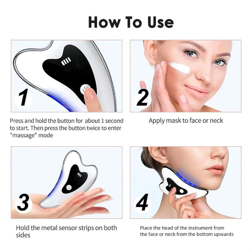 【Mosnami】Electric Gua Sha Face & Neck Tools, Face S-Culpting Tool/Lift Device with Heated & Vibration Massager,Usb Rechargeable, Comfort Facial Device