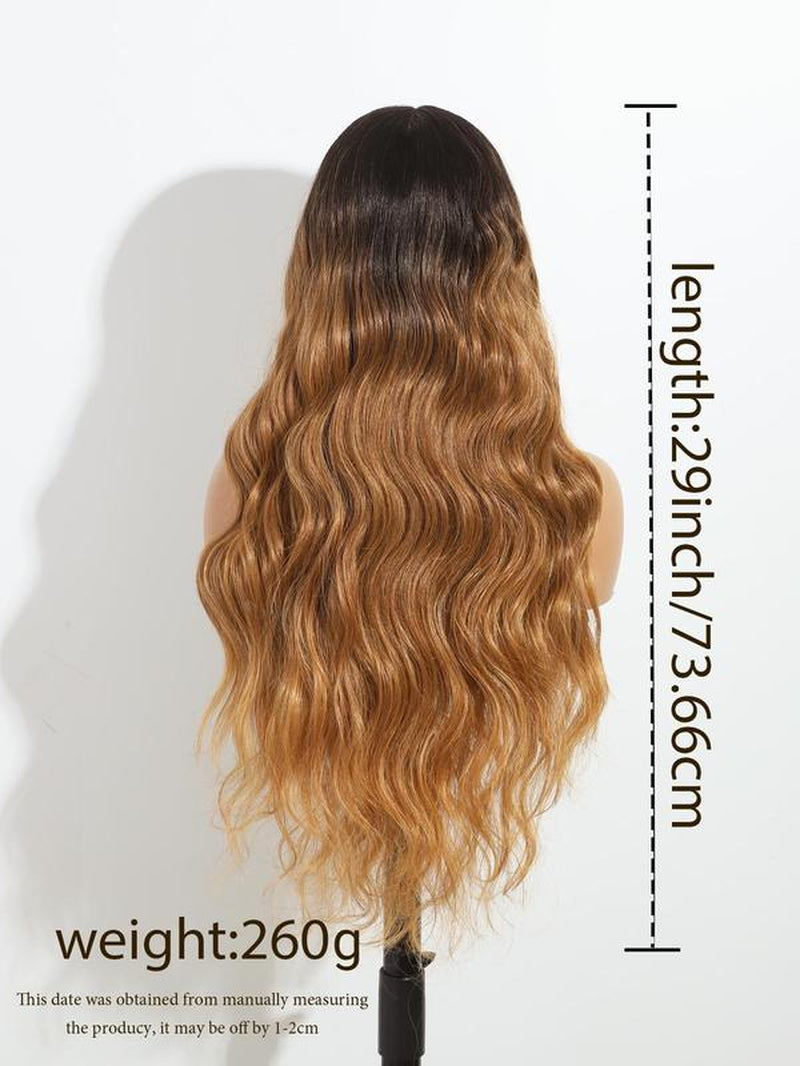 29 Inch Long Curly Wave Synthetic Lace Front Wig, Middle Part Wig Lace Frontal Wig, Fashion All-Match Wave Wigs for Women for Party & Daily Used