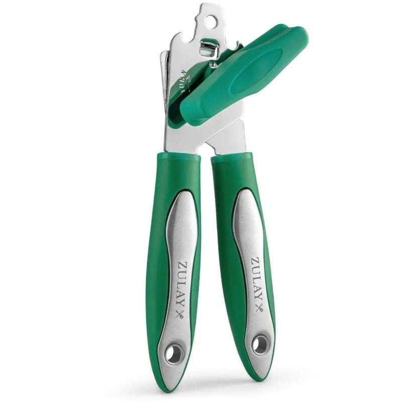 Zulay Kitchen Handheld Can Opener - Durable Manual Opener with Smooth Edge Stainless Steel Blades, Comfortable Grip, and Large Turn Knob Cover