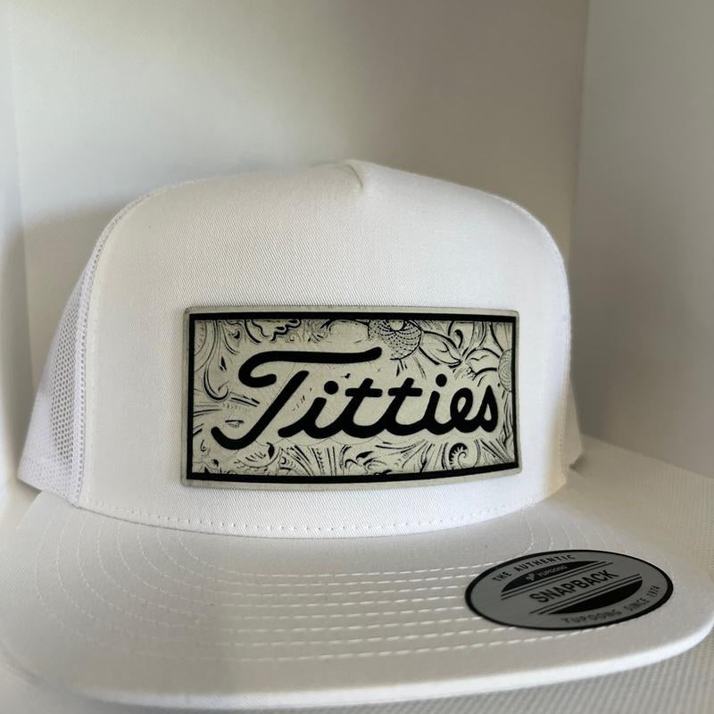 All White Ti***Es Tooled Look Hat
